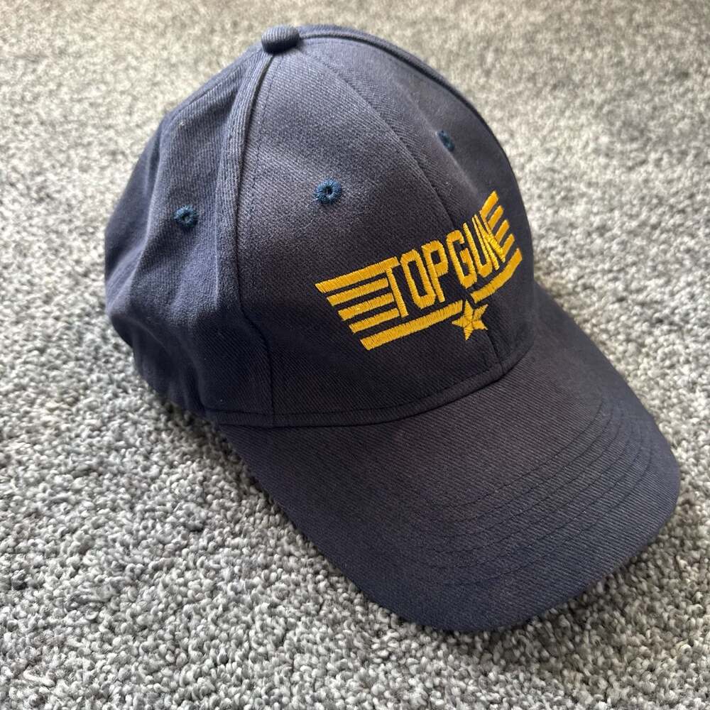Top Gun Embroidered Logo Strapback Hat Navy Blue Anvil 100% Cotton One Size